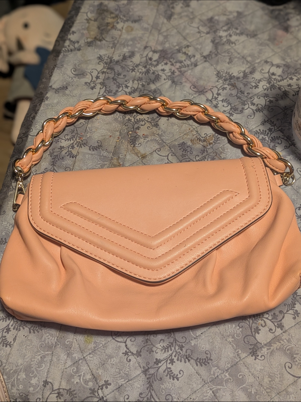 Aldo Peachy Pink Quilted Flap Shoulder Bag with Braided Chain Handle - Picture 12 of 12